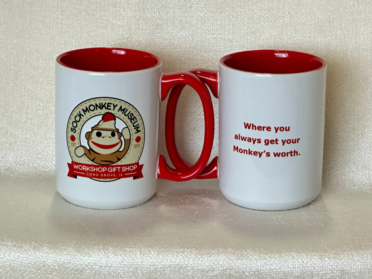 15 oz. White/Red Two-Tone Mug