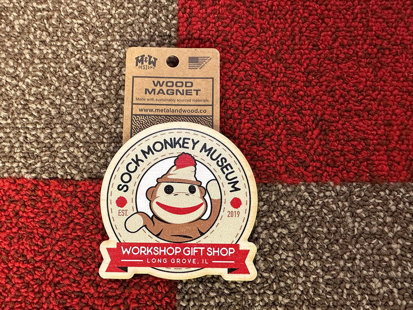 Round with Banner Logo Wooden Magnet