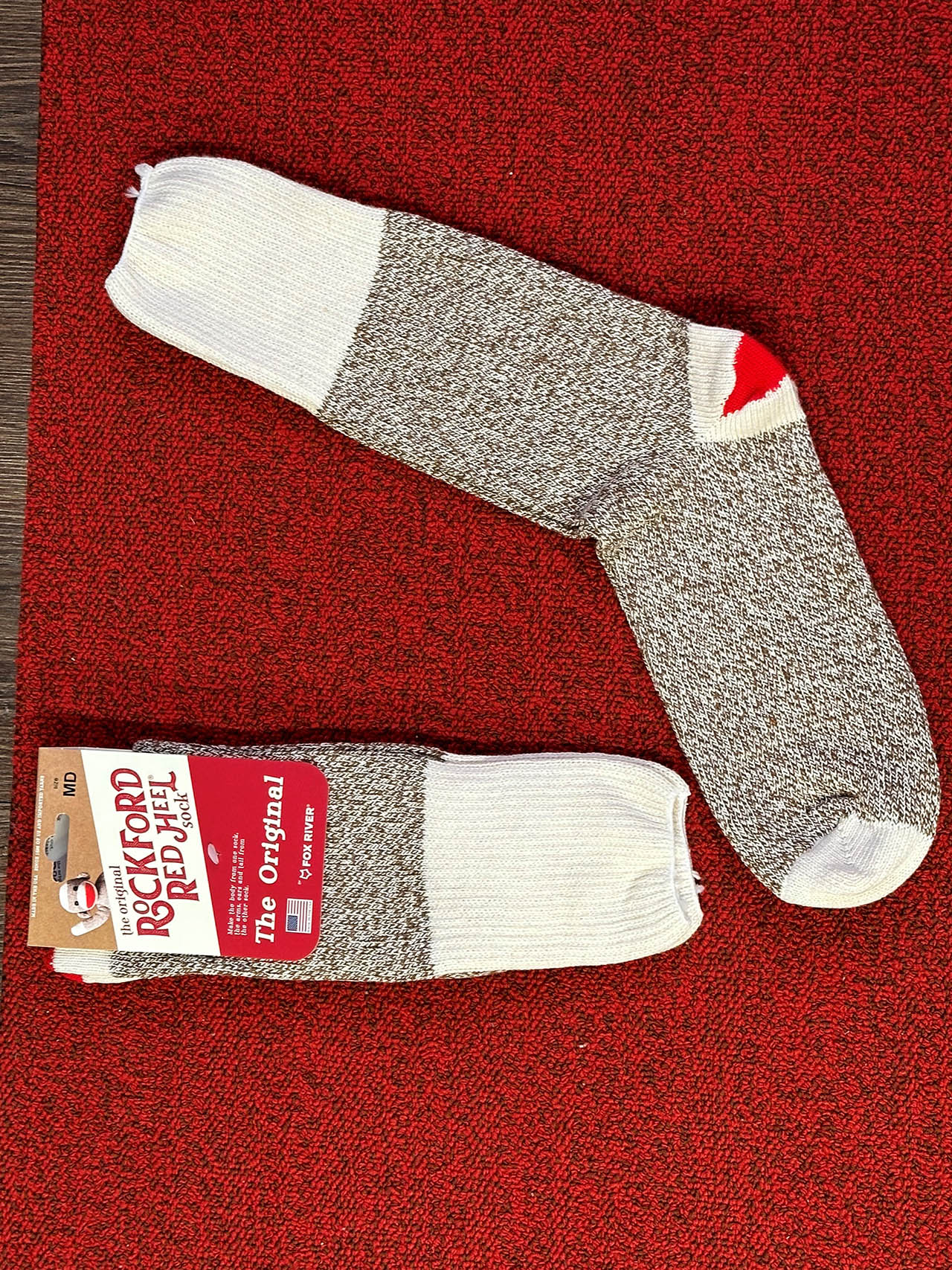 Red Java Sock Original Rockford Red Heel Lightweight Crew Sock for Wear/Crafting by ...