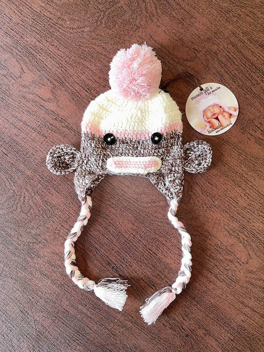 Sock Monkey Crocheted Handmade Baby Hats