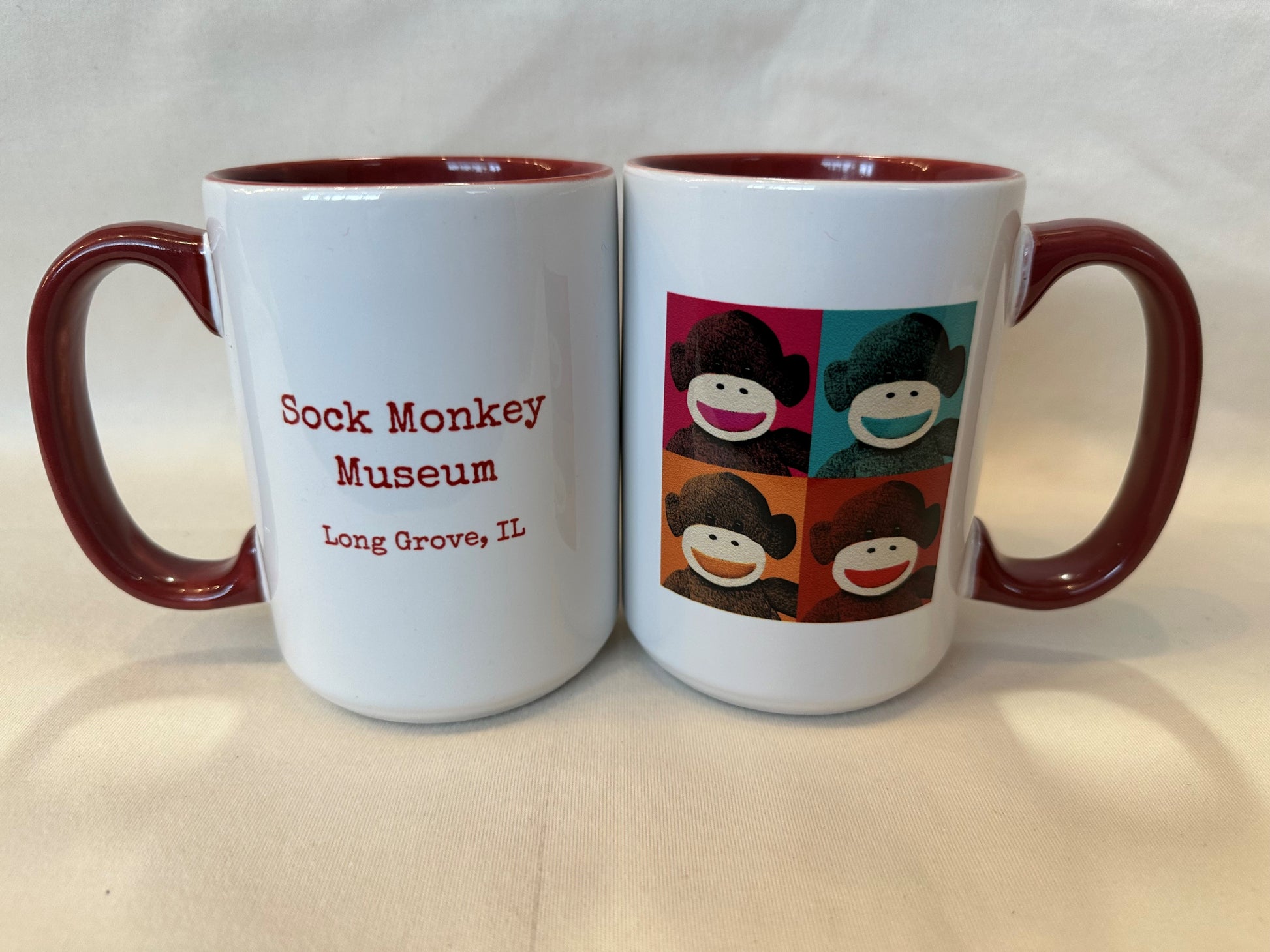 15 oz. White/Burgundy Two-Tone Mug