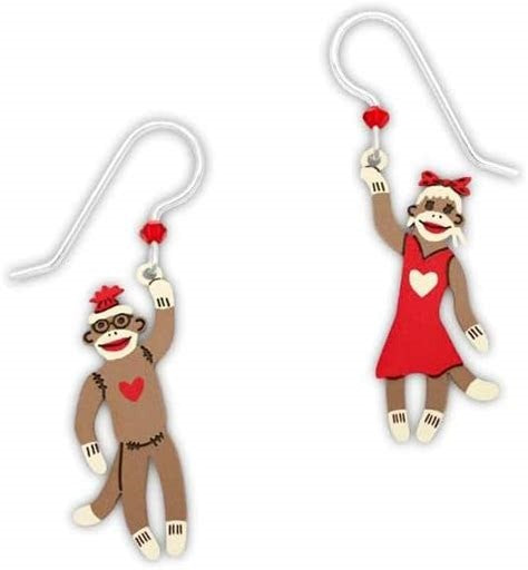 Sock Monkey Couple Earrings