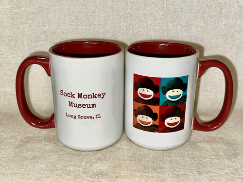 15 oz. White/Burgundy Two-Tone Mug