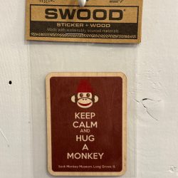 Sock Monkey Museum - Keep Calm and Hug a Monkey Design Wooden Sticker