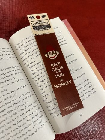 Sock Monkey Museum - Keep Calm and Hug a Monkey Wooden Bookmark.heic